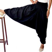 Women Harem Cotton Pants, Aladdin Trousers in Black Color, Yoga Pants for Dance